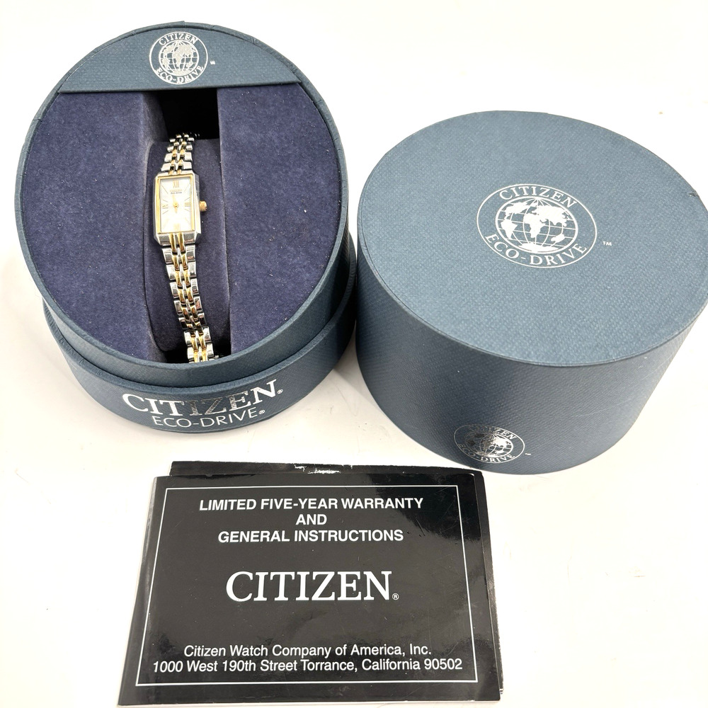 Citizen Eco-Drive Ladies Watch EG2694-59D Two-Tone Tank Style MOP Silhouette